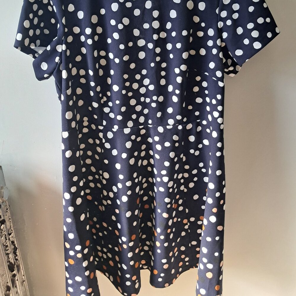 Vince Camuto navy polka dot fit and flare dress